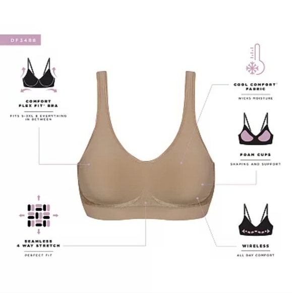 NWT Bali wirefree lined smoothing cool comfort bra Size Med - Picture 4 of 8